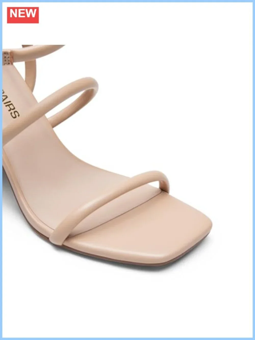 Chunky Heel Square Open Toe Strappy Ankle Strap Sandals Faux Leather